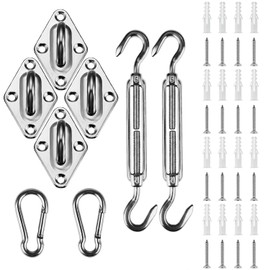 Amagenix Shade Sail Hardware Kit for Rectangle & Square Sun Shade Sail Installation，5 Inch 304 Grade Stainless Steel Hardware for Patio Garden Outdoors，40Pcs