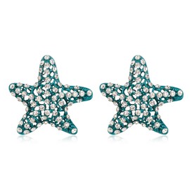 EVER FAITH Starfish Earrings for Women Girls Crystal Summer Beach Holiday Vintage Large Starfish Stud Earrings Gold Tone, Crystal