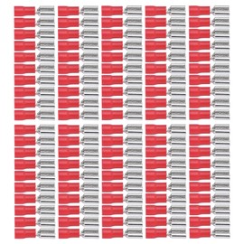 100Pcs Insulated Spade Wire Connector Copper PVC Electrical Crimp Terminal Heat Shrink Spade Connectors Electrical Spade Wire Connectors for Household 22‑16AW(FDD 1.25-250)