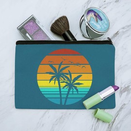 Sunset with Palm Trees Graphic Makeup Cosmetic Bag Organizer Pouch