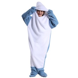 YIYTREE Dolphin Blanket Hoodie Onesie Cartoon Sleeping Bag Soft Cozy Wearable Blanket for Adult