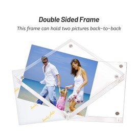 AMEITECH Acrylic Picture Frame 10x10 cm (4x4 Inch), Clear Double Sided Block Acrylic Photo Frames, Desktop Frameless Magnetic Photo Frames - 2 Pack