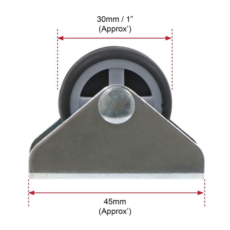 SPARES2GO Universal Castor Trolley Wheels Fixed Plate Fixing 1'' Mini