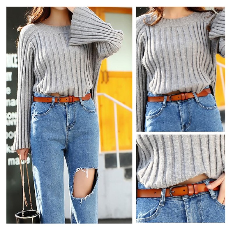 KASSAI Genuine Leather Women's Belt, Width 0.9 inch (2.3 cm)