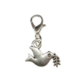 Miniblings Dove of Peace Flat Charm Zipper Bracelet World Peace – Handmade Fashion Jewellery I Silver Plated Pendant Charm Bracelet – Pendant for Bracelet, Metal, not known