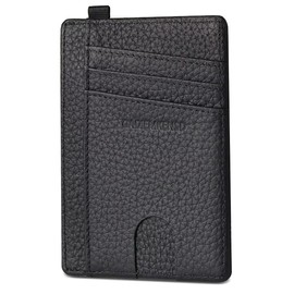 GADIEMKENSD Women's Wallet Rfid Magnetic Proof Genuine Leather Large Capacity Card Holder Leather Card Case, pure black