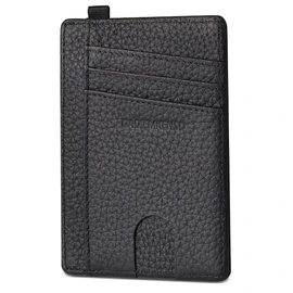 GADIEMKENSD Women's Wallet Rfid Magnetic Proof Genuine Leather Large Capacity Card Holder Leather Card Case, pure black