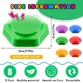 Honoson 6 Pack Recordable Answer Buzzers Voice Recording Buttons for Classroom with Reusable Transfer Stickers and Erasable Marker Pen Game Show Buzzers