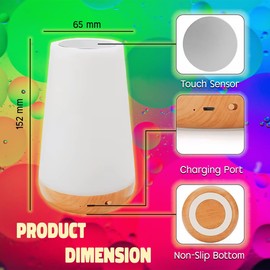 Bedside Light, LED Touch Night Lamp for Bedroom, 13 RGB Colours with 5 Brightness 1800 mah Bedside Touch Lamp, Remote Control Lamp with USB Charging Port - Perfect as Bedroom Lamp & for Mood Lighting