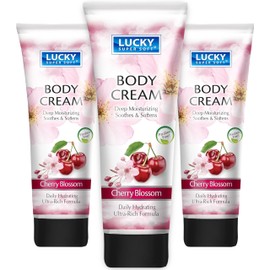 Lucky Super Soft Crema Corporal De Flor De Cerezo, Hidratación Profunda Para Calmar Y Suavizar La Piel, 177 Ml (Paquete De 3)
