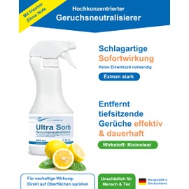 Ultra Sorb Citrus Odour Eliminator – Odour Neutraliser for Extreme Cases – Odour Remover Absorbs Stubborn Odour Eliminator Ready to Use – AK VARIOCHEMIE, Made in Germany