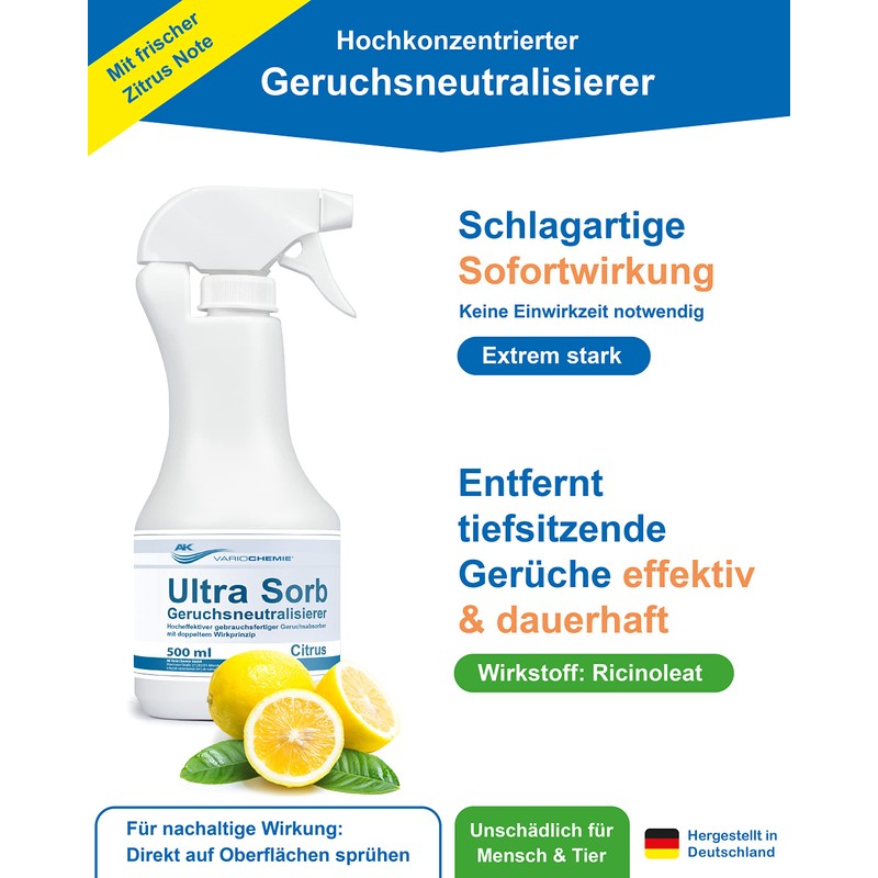 Ultra Sorb Citrus Odour Eliminator – Odour Neutraliser for Extreme