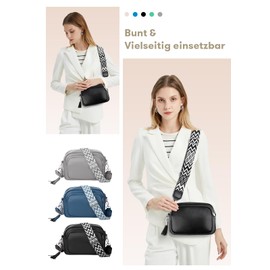 ferlord Women's Leather Shoulder Bag, Bum Bag, Women's Stylish Crossbody Bag with 3 Compartments, Small Modern Handbag, Women's Shoulder Bag with Wide Shoulder Strap, Elegant, Black (black-a)