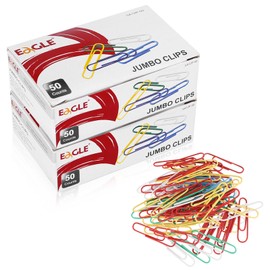 Eagle Farbige Büroklammern, 50 mm, Metallklammern, Büroklammern für Zuhause, Schule, Büro (55 mm)