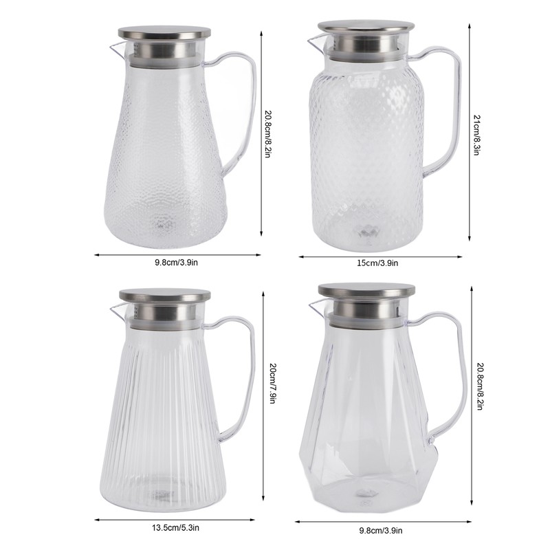 Water Pitcher with Lid and Handle 1500ml Acrylic Heat Resistant