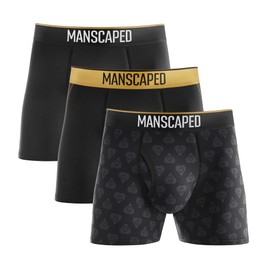 MANSCAPED® Boxers 2.0 Men’s Premium Anti-Chafe Athletic Performance Boxer Briefs, Ultra Soft and Tagless with The Jewel Pouch™ (3PK-Medium) The Gold Standard Pack
