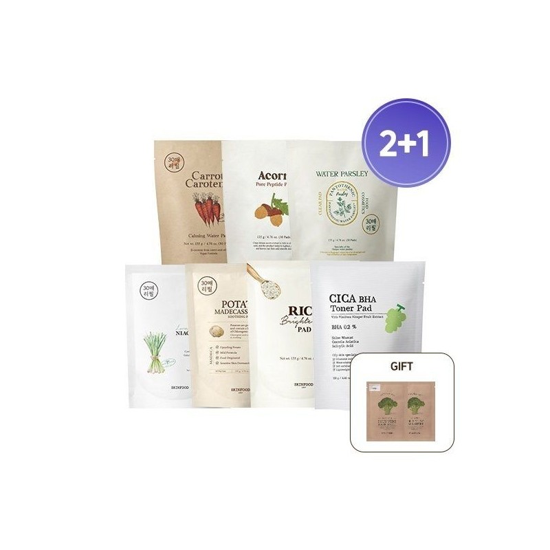 Skinfood pad refill 2+1 6 types cross-selection + free broccoli