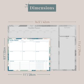 Rileys and Co. Ultimate Undated Weekly Planner Pad with Habit Tracker, Weekly Calendar Pad Tear Off, 52 Tearaway Sheets, Weekly To Do List Notepad, Goal Tracker, Heavy-Duty & Durable, 28 cm x 22 cm
