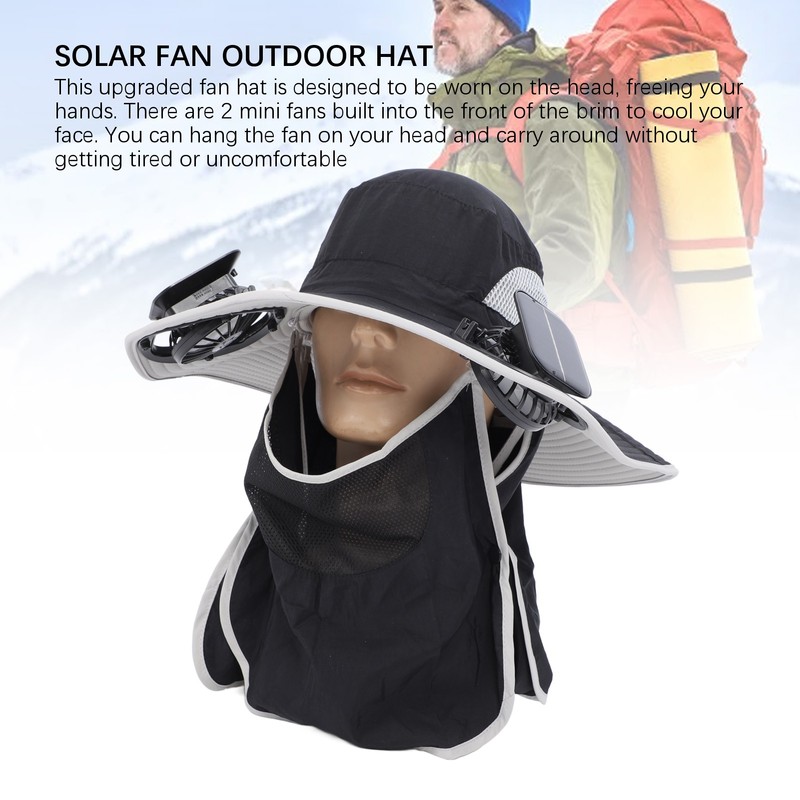 Wide Brim Solar Fan Hat Outdoor Fishing Sunscreen Quick Drying