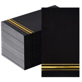100 servilletas de papel con forro dorado y elegante servilletas de cena, servilletas de 3 capas de papel de aluminio dorado, toallas de mano desechables para baño, boda, aniversario, cumpleaños, día festivo, fiesta de graduación