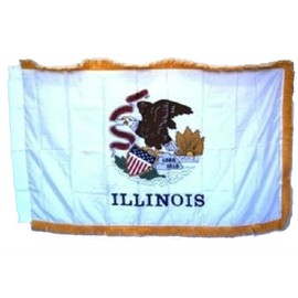 Illinois 3'x5' Poly Nylon Sleeve with Gold Fringe Flag