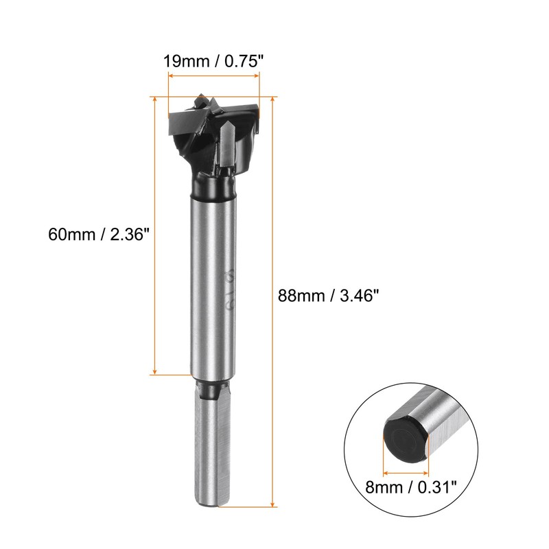 sourcing map Forstner Drill Bit 19mm / 3/4" K30/C1 Tungsten