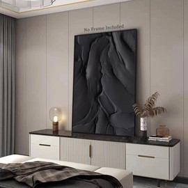 Dthllay Black Abstract Canvas Wall Art 3D Texture Painting Black Minimalist Wall Prints Modern Textured Wall Art Abstract Painting for Living Room Wall Decor 16x24inch No Frame