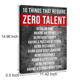 10 Things that Require Zero Talent Wall Decor,Motivational Quote Wall Art Canvas Framed for Office Classroom Wall Decor 12 x 15 in