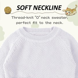 Peecabe Toddler Baby Girl Boy Cable Knit Sweater Cotton Infant Pullover Crewneck Long Sleeve Sweatshirt Fall Winter (2T, White)