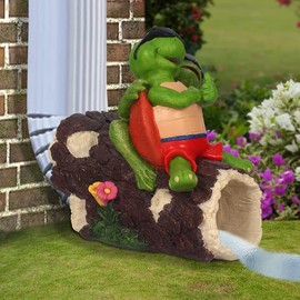Generic Frog and Turtle Downspout- Gutter Downspout Decorative- 2""×3"" Downspout Extender Diverter- Outdoor Splash Block Waterproof Resin Ornament for Lawn- Funny Garden Decoration, Gray