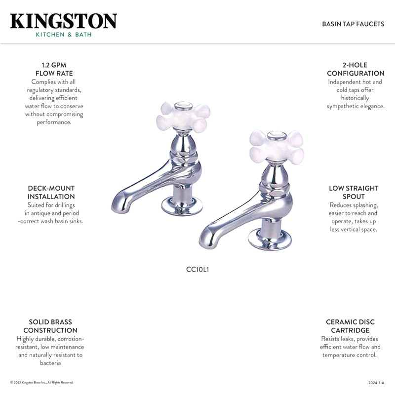 Kingston Brass CC10L1 Vintage Basin Tap Faucet, Polished Chrome