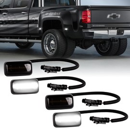 POPMOTORZ 4Pcs White LED Fender Side Marker Light Rear Bed side marker Lamp Compatible for 2015-2020 Chevy Silverado, GMC Sierra 2500HD 3500HD Rear Wheel Fender Replace OEM LED Sidemarker Lamps