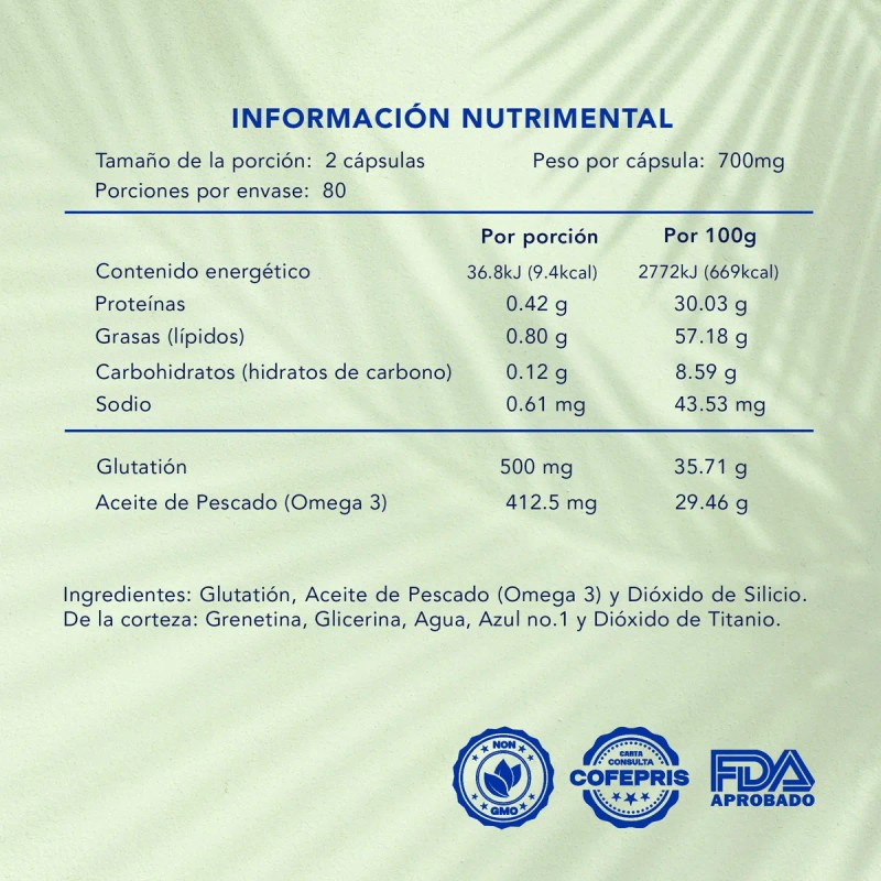 Glutation + Omega 3 Antioxidante | 160 Capsulas | Naturagel