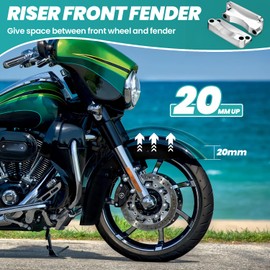 AEEAST 21" Front Wheel Fender Riser Lift Bracket Chrome, 20mm Relocates Front Fender Spacer Fit for 1993-2013 Harley Davidson Touring Street Glide Road Glide Electra Glide Road King Ultra Glide