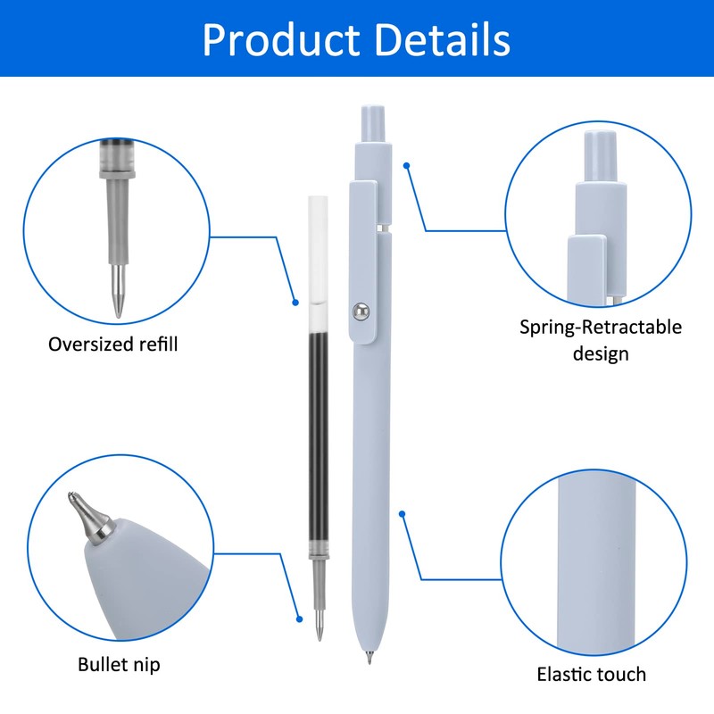 Dacitiery Pack of 5 Gel Pens with 10 Additional Refills,