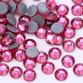Jollin Hot Fix - Diamantes de imitación de cristal con parte trasera plana, 2 mm (6ss, 2880 piezas, rosa)