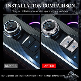 LECART Car Interior Accessories Fit for Ford Explorer 2025 2024 2023 2022 2021 2020 PRND Shift Knob & Gear Shift Panel Cover Sticker Bling Auto Decoration Stylish Metal Decal Decor Trims 3Pcs