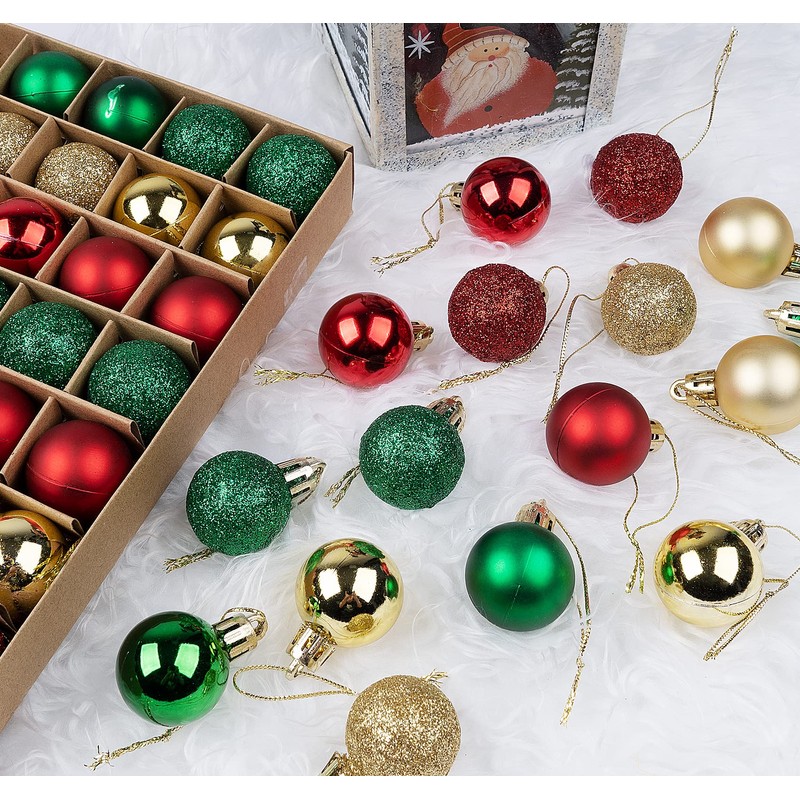 Anstore Christmas Baubles, 54Pcs Mini Christmas Ball Ornaments with Strings,