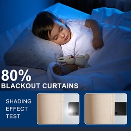 Hiasan Room Divider Curtains Patio Sliding Door Blackout Curtain Privacy Room Thermal Insulated Noise Reduction Panel with Back Tab & Rod Pocket for Bedroom Partition(80 x 84 Inches, Beige)