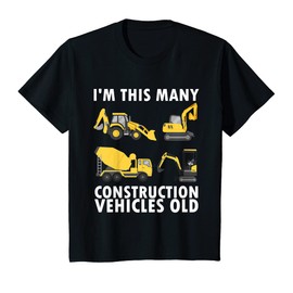 Kids 4 Years Old Boy Construction Trucks 4th Birthday Party T-Shirt
