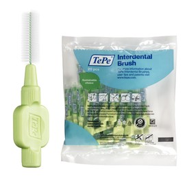 TePe Interdental Brush, Extra Soft, Green, 0.8mm/ISO 5, 20pcs, Plaque Removal, efficient Clean Between The Teeth, Tooth Floss, for Small Gaps