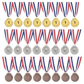 YOKIVE 24Pcs Gold Silver Bronze Award Metals, Game Award Medals 1st 2nd 3rd Prize with Neck Ribbon for Sport Competition Play (Multicolor, 2-Inches)