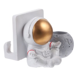 Operitacx 1pc Astronaut Pen Holder Shelving Silverware Pen Cups Cosmetic Travel Bag Makeup Brush Jar Transparent Makeup Holder Display Liner Makeup Brush Cup Organizer Handle Kit Resin White