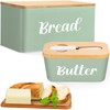 Hushee 2 Pcs Metal Bread Box and Butter Dish with
