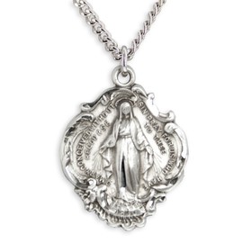 Heartland Store Hail Mary Prayer Sterling Silver Pendant + 24 Inch 2.4mm Rhodium Plated Chain & Clasp| USA Made