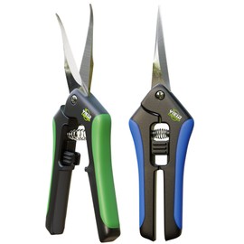 Hydroponic 2Pack Microtip Straight blade/Curved Blade Flower Leaf Trimmer Pruning Shears by Yieldcropper