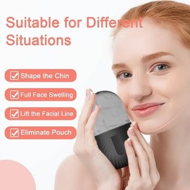 Juego de herramientas de masaje facial de dos piezas: Set de rodillo de silicona y raspador de acero inoxidable con bolsa de almacenamiento, herramien