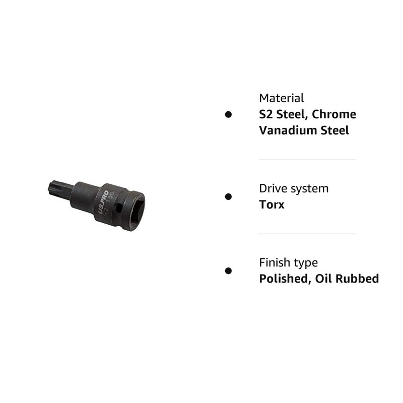 US PRO INDUSTRIAL 1/2" DR Impact Torx Bit Socket T50