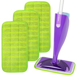 AmaVins 3 Pack Reusable Mop Pads for Swiffer WetJet Mops, Wet Jet Pads Refills, 12 inch Washable Microfiber Mop Pads Up to 200+ Floor Cleaning for Floor Cleaning Wet Dry Use for Any Floor Types