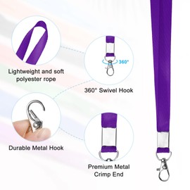 M METERXITY 5-Pack Lanyards for ID Badges, Purple 0.59 in Wide Keychain Flat Neck Lanyard Strap with Swivel Hook Clip for Keys/ID Card/Whistles, ID Holder Folder